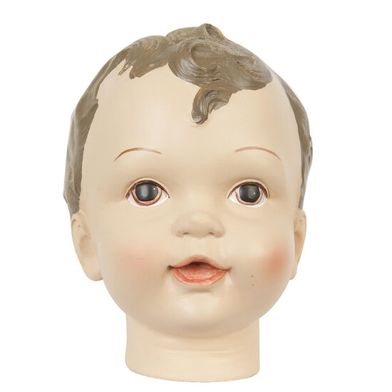 Clayre & Eef | Decoratie Beeld Kinderhoofd Beige 12x10x13 cm | 6PR0250