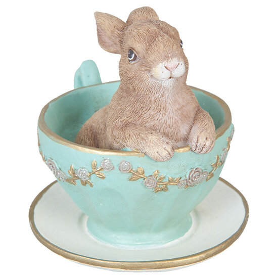 Clayre & Eef | Decoratie Beeld Konijn Groen 8x7x8 cm | 6PR1044