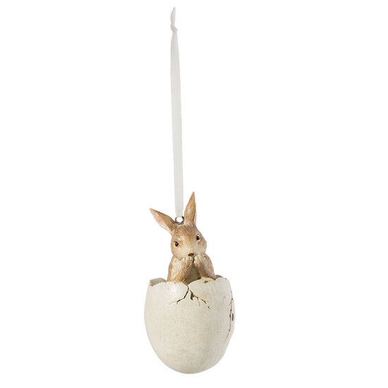 Clayre & Eef | Decoratie Hanger Ei Bruin ø 5x10 cm | 6PR2191