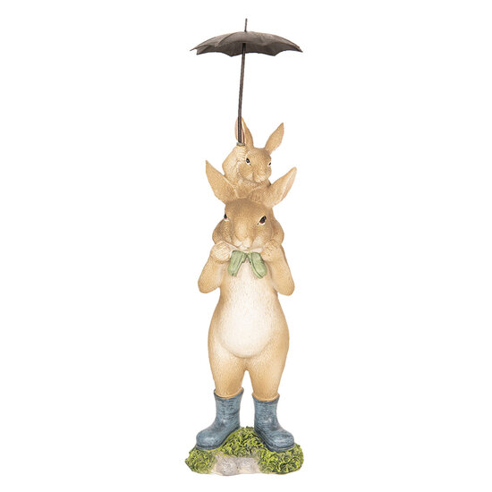 Clayre & Eef | Decoratie Beeld Konijn Bruin 8x7x25 cm | 6PR2599
