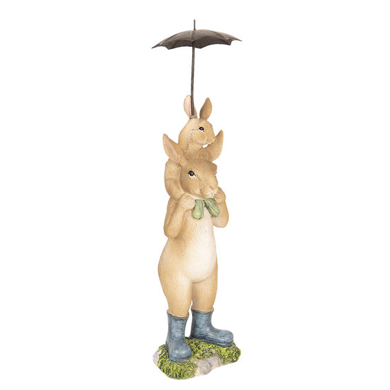 Clayre & Eef | Decoratie Beeld Konijn Bruin 8x7x25 cm | 6PR2599
