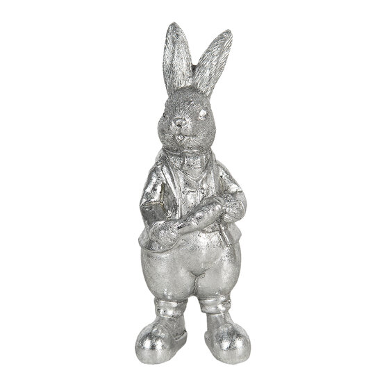 Clayre & Eef | Decoratie Beeld Konijn Zilverkleurig 6x6x13 cm | 6PR3096ZI