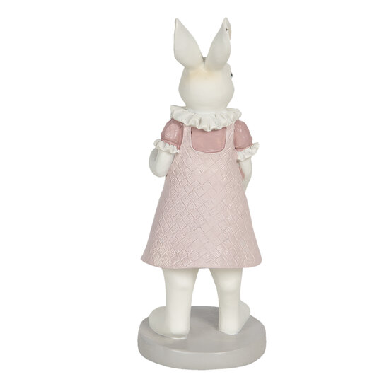 Clayre & Eef | Decoratie Beeld Konijn Wit, Roze 9x8x20 cm | 6PR3150