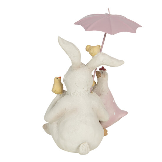 Clayre & Eef | Decoratie Beeld Konijn Wit, Roze 12x11x16 cm | 6PR3190