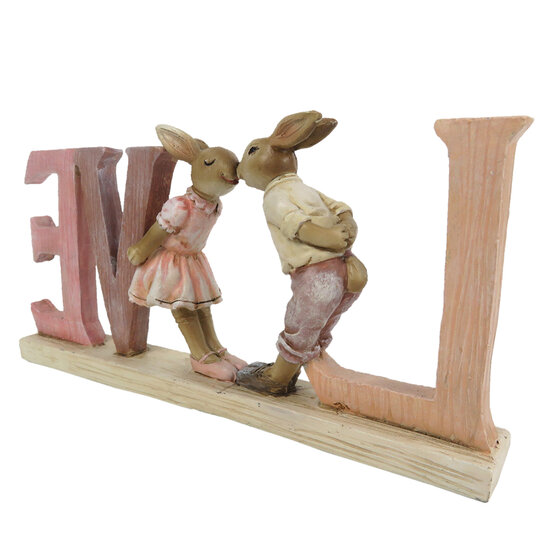 Clayre & Eef | Decoratie Konijn Roze 19x3x9 cm | 6PR3289