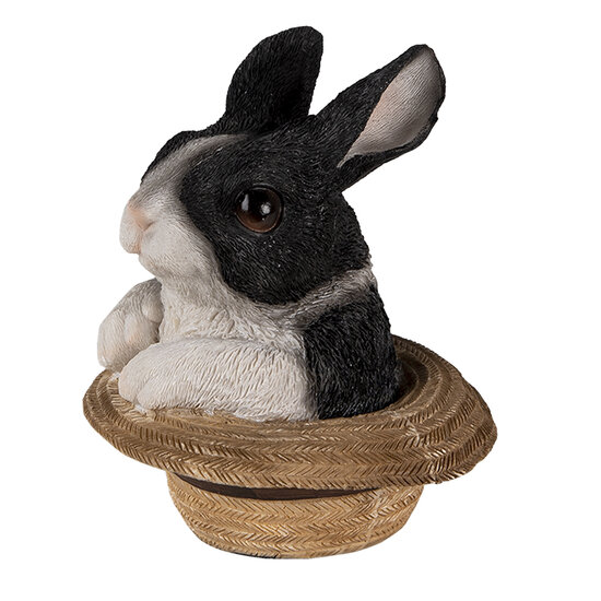Clayre & Eef | Decoratie Beeld Konijn Zwart, Wit 12x12x14 cm | 6PR3345
