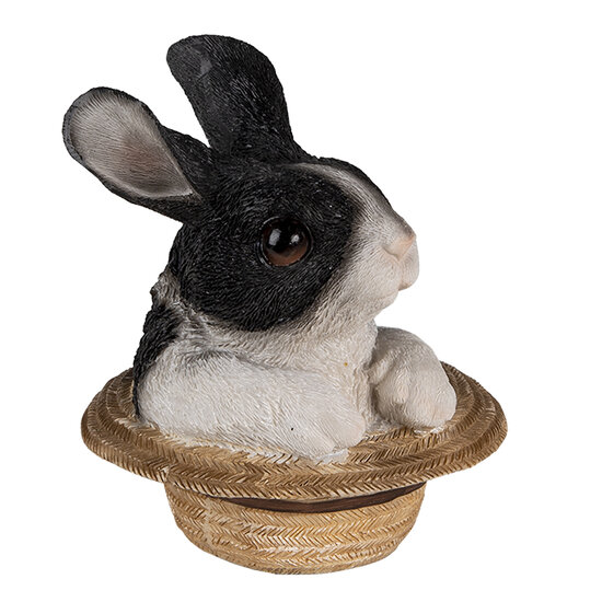 Clayre & Eef | Decoratie Beeld Konijn Zwart, Wit 12x12x14 cm | 6PR3345