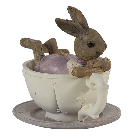 Clayre & Eef | Decoratie Konijn Wit, Roze, Geel 10x8x9 cm | 6PR3535