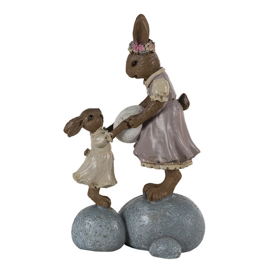 Clayre & Eef | Decoratie Konijn Bruin Roze 10x6x17 cm | 6PR3537
