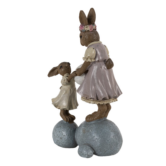 Clayre & Eef | Decoratie Konijn Bruin Roze 10x6x17 cm | 6PR3537