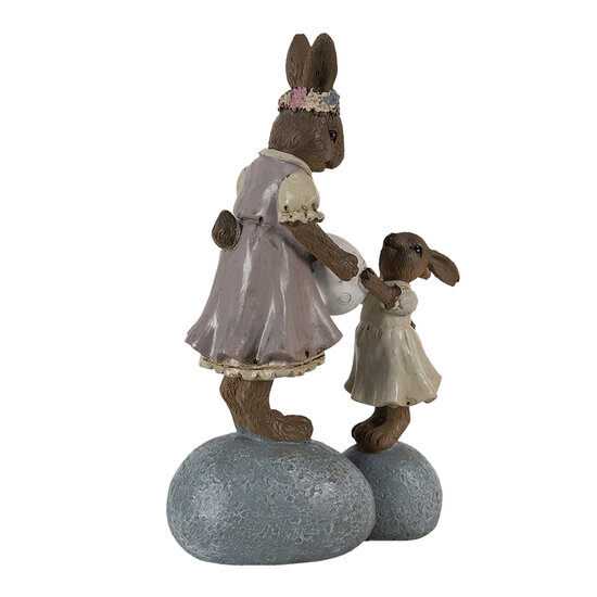 Clayre & Eef | Decoratie Konijn Bruin Roze 10x6x17 cm | 6PR3537