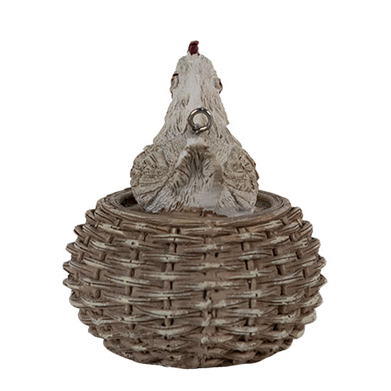 Clayre & Eef | Decoratie Hanger Kip Wit, Bruin 5x5x6 cm | 6PR3555