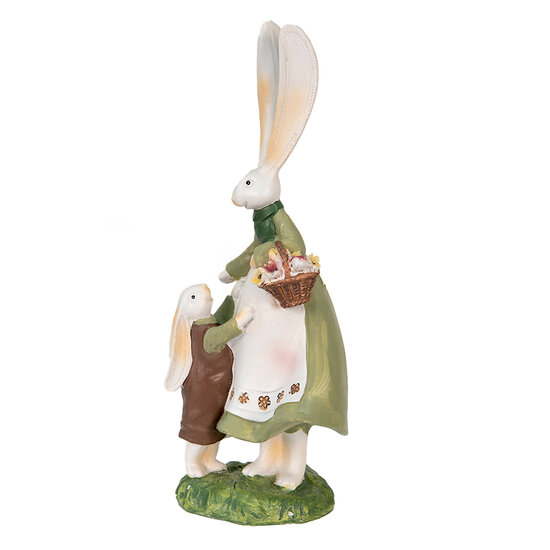Clayre & Eef | Decoratie Beeld Konijn Groen, Rood 10x7x25 cm | 6PR3567