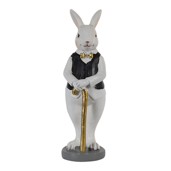Clayre & Eef | Decoratie Beeld Konijn Zwart, Wit 5x5x15 cm | 6PR3584