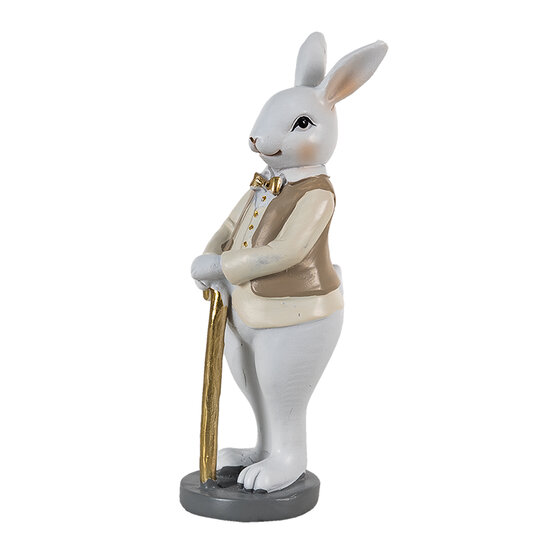 Clayre & Eef | Decoratie Beeld Konijn Beige, Wit 5x5x15 cm | 6PR3585
