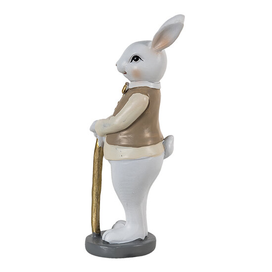 Clayre & Eef | Decoratie Beeld Konijn Beige, Wit 5x5x15 cm | 6PR3585