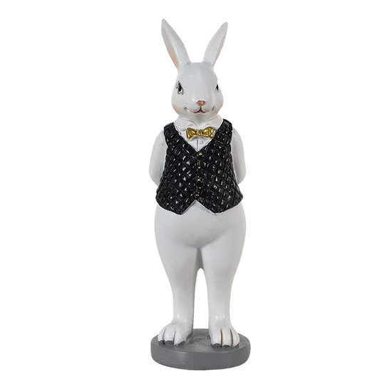 Clayre & Eef | Decoratie Beeld Konijn Zwart, Wit 5x5x15 cm | 6PR3587
