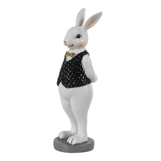 Clayre & Eef | Decoratie Beeld Konijn Zwart, Wit 5x5x15 cm | 6PR3587
