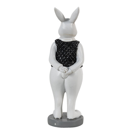 Clayre & Eef | Decoratie Beeld Konijn Zwart, Wit 5x5x15 cm | 6PR3587