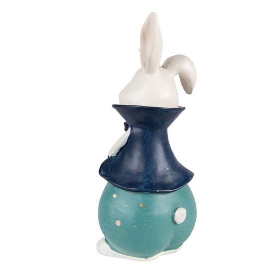Clayre & Eef | Decoratie Beeld Konijn Turquoise Blauw 9x8x21 cm | 6PR3614