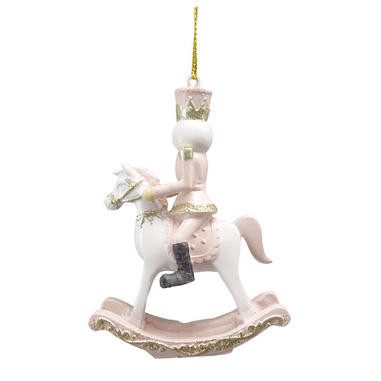 Clayre & Eef | Decoratie Hanger Hobbelpaard Roze 6x3x9 cm | 6PR3671