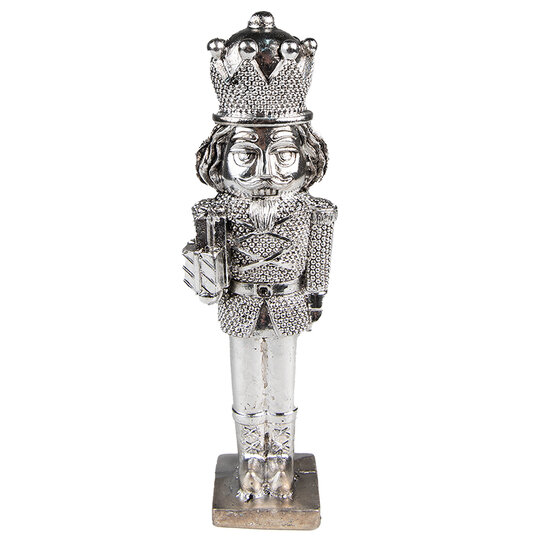 Clayre &amp; Eef   | Kerstdecoratie Notenkraker Zilverkleurig 5x4x16 cm | 6PR3695