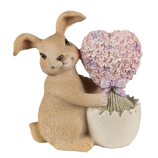 Clayre & Eef | Decoratie beeld Konijn Bruin Roze 11x6x12 cm | 6PR3833