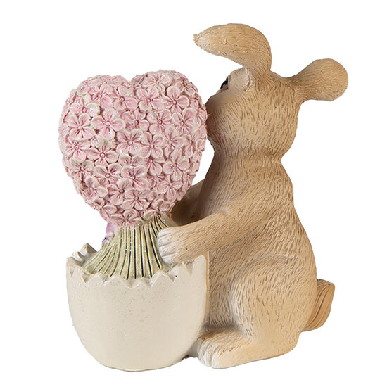 Clayre & Eef | Decoratie beeld Konijn Bruin Roze 11x6x12 cm | 6PR3833