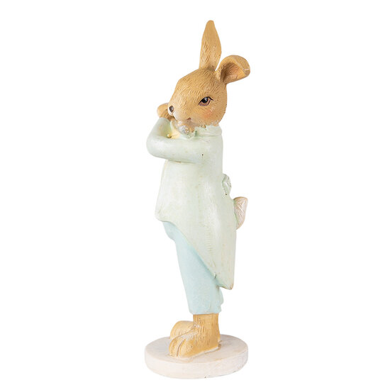 Clayre & Eef | Decoratie beeld Konijn Groen Bruin 8x5x16 cm | 6PR3852