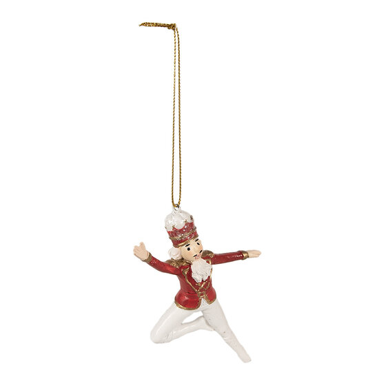 Clayre & Eef | Decoratie Hanger Notenkraker Rood Wit 8x2x11 cm | 6PR3981