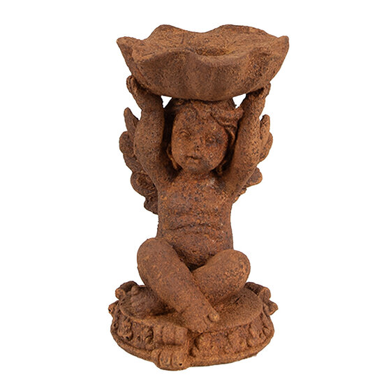 Clayre & Eef | Kandelaar Engel Bruin 7x7x12 cm | 6PR4069