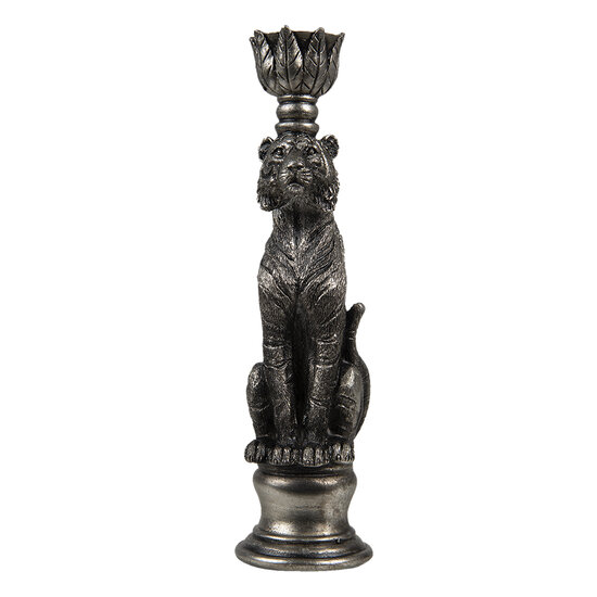Clayre & Eef | Kandelaar Tijger Zilverkleurig 8x7x25 cm | 6PR4767