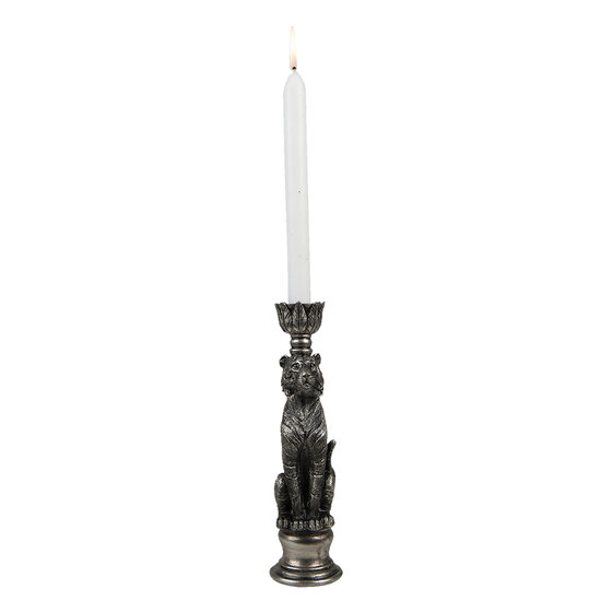 Clayre & Eef | Kandelaar Tijger Zilverkleurig 8x7x25 cm | 6PR4767