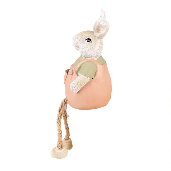 Clayre & Eef | Decoratie Beeld Konijn Roze, Groen 6x6x10/16 cm | 6PR4885