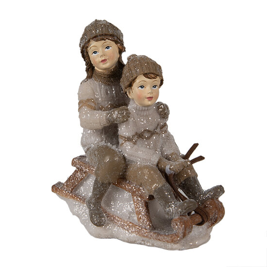 Clayre & Eef | Kerstdecoratie Beeld Kinderen Beige 9x6x11 cm | 6PR4909