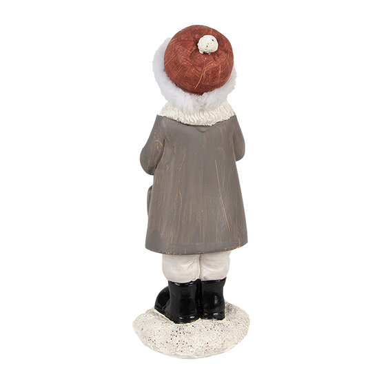 Clayre & Eef | Kerstdecoratie Beeld Kind Grijs, Wit 6x6x14 cm | 6PR4949