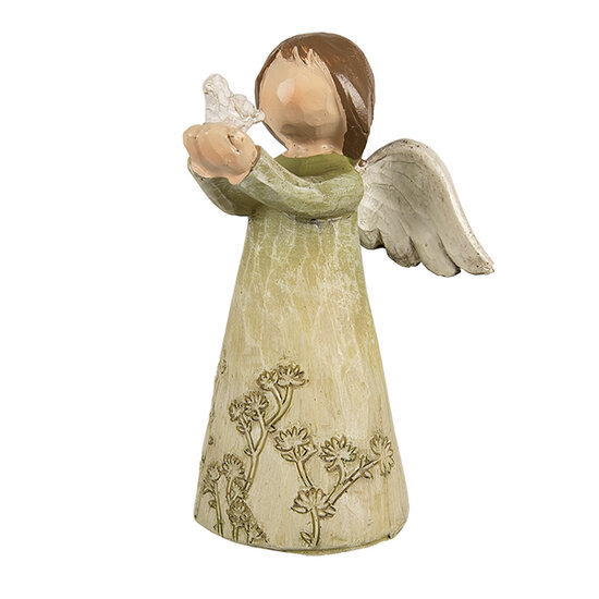 Clayre & Eef | Kerstdecoratie Beeld Engel Groen 7x6x12 cm | 6PR4981