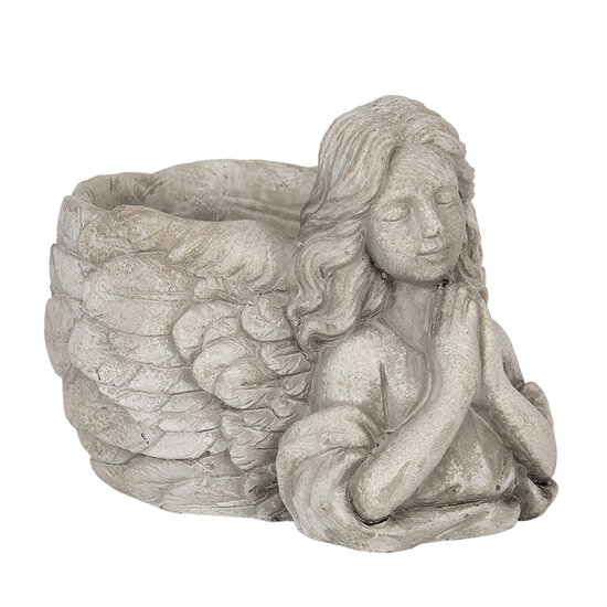 Clayre & Eef | Bloempot Binnen Engel Grijs 16x13x12 cm | 6TE0282S