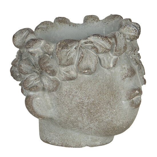 Clayre & Eef | Bloempot binnen Hoofd Grijs, Bruin 12x10x9 cm | 6TE0313