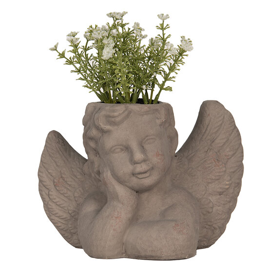 Clayre & Eef | Bloempot Binnen Engel Grijs 23x13x17 cm | 6TE0401S