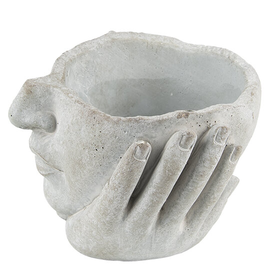 Clayre & Eef | Bloempot Binnen Hoofd Beige, Grijs 17x17x11 cm | 6TE0412S