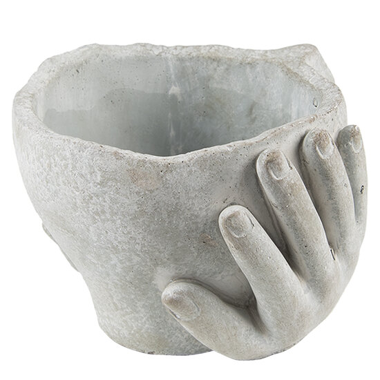 Clayre & Eef | Bloempot Binnen Hoofd Beige, Grijs 17x17x11 cm | 6TE0412S