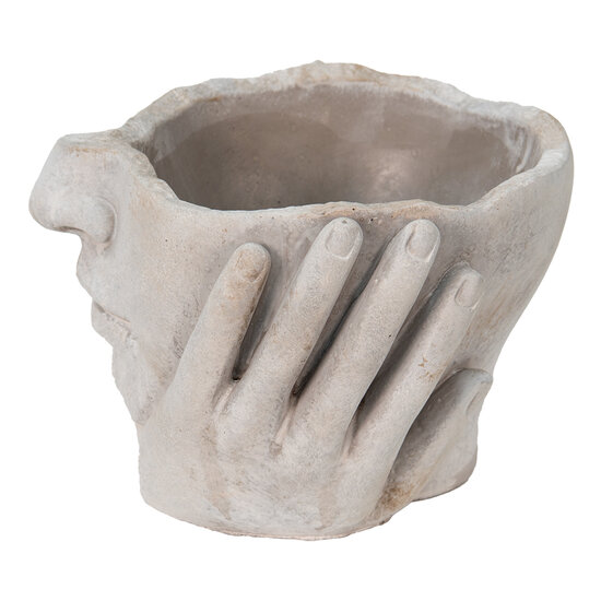 Clayre & Eef | Bloempot Binnen Hoofd Grijs, Beige 19x19x13 cm | 6TE0413M