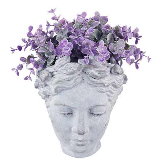 Clayre & Eef | Bloempot Binnen Hoofd Grijs 17x13x21 cm | 6TE0421