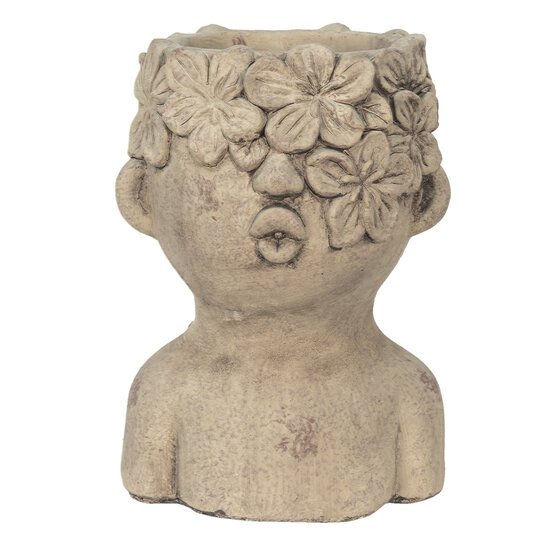 Clayre & Eef | Bloempot Binnen Grijs, Bruin 17x16x25 cm | 6TE0440