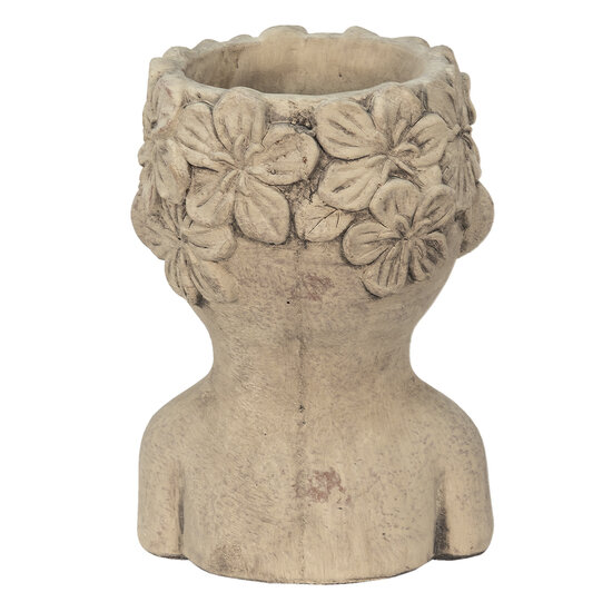 Clayre & Eef | Bloempot Binnen Grijs, Bruin 17x16x25 cm | 6TE0440