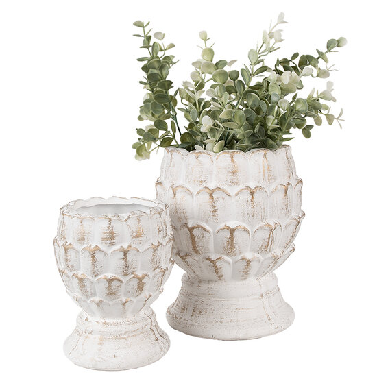Clayre & Eef | Bloempot Wit ø 11x13 cm | 6TE0510S