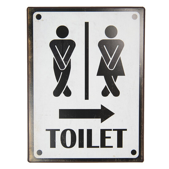 Clayre & Eef | Tekstbord Wit Zwart 26x1x35 cm | 6Y3953