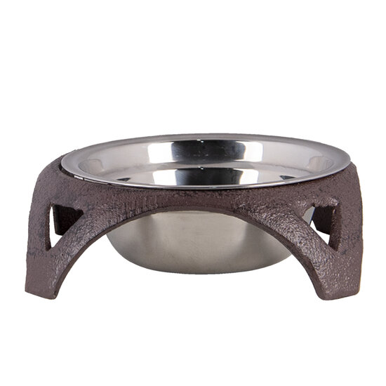 Clayre & Eef | Voerbak Hond Kat Bruin ø 19x5 cm / 200 ml | 6Y4323