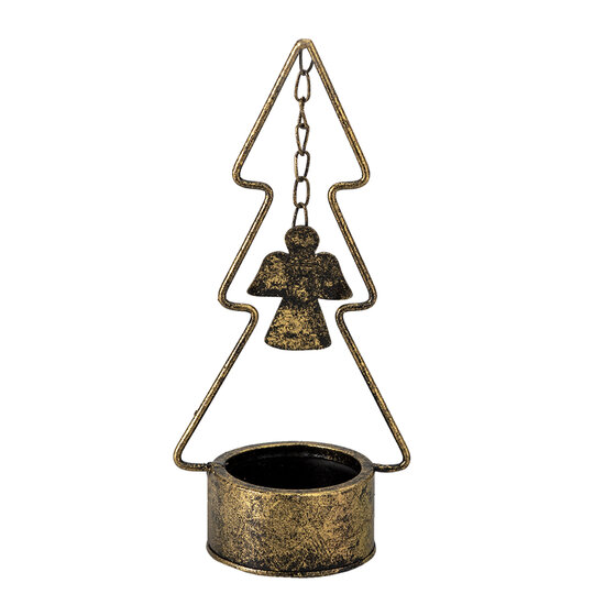 Clayre & Eef | Kandelaar Kerstboom Koperkleurig 10x8x24 cm | 6Y4512